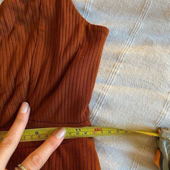 L*Space Women’s Selena Ribbed Jumpsuit Size S Rust Wide Leg Wide Leg One Piece - Picture 8 of 10